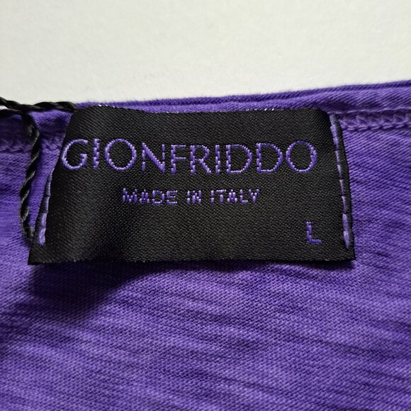 NEW Gionfriddo Men's Italian 100% Cotton Crew Neck Purple T-shirt Size L - Picture 8 of 13